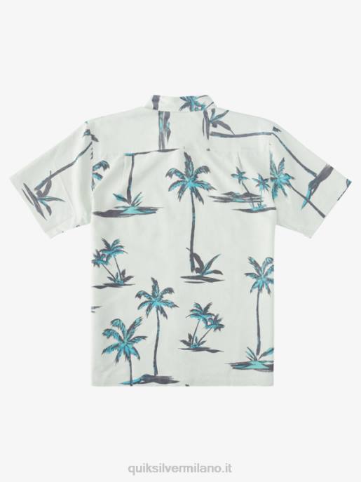 esso Quiksilver uomini camicia hawaiana a maniche corte waterman sea breezer sottile brezza marina verde HTZR1500