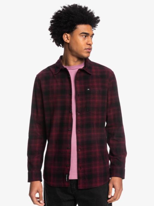 esso Quiksilver uomini camicia in flanella elasticizzata a maniche lunghe ganascia nera HTZR1769