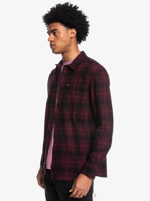 esso Quiksilver uomini camicia in flanella elasticizzata a maniche lunghe ganascia nera HTZR1769