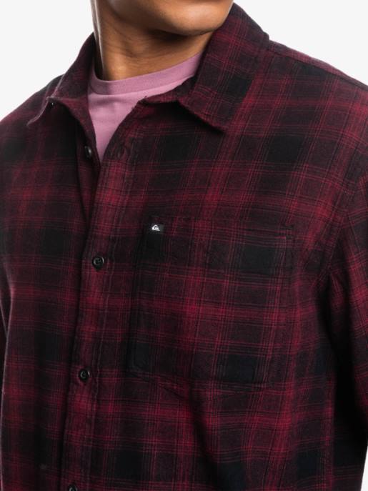 esso Quiksilver uomini camicia in flanella elasticizzata a maniche lunghe ganascia nera HTZR1769