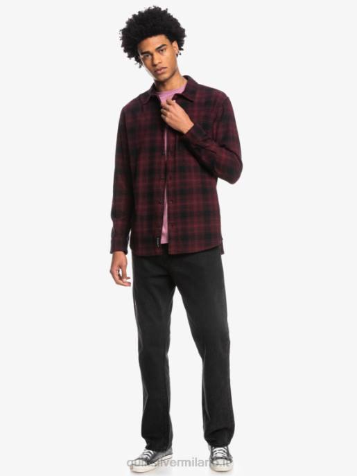esso Quiksilver uomini camicia in flanella elasticizzata a maniche lunghe ganascia nera HTZR1769