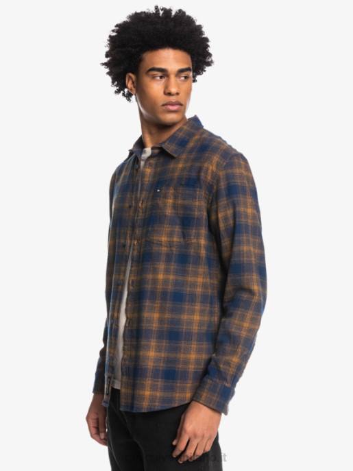 esso Quiksilver uomini camicia in flanella elasticizzata a maniche lunghe insegne blu ganaway HTZR1767