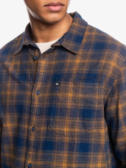 esso Quiksilver uomini camicia in flanella elasticizzata a maniche lunghe insegne blu ganaway HTZR1767