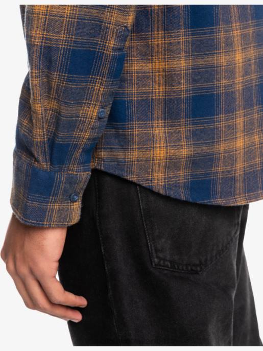 esso Quiksilver uomini camicia in flanella elasticizzata a maniche lunghe insegne blu ganaway HTZR1767