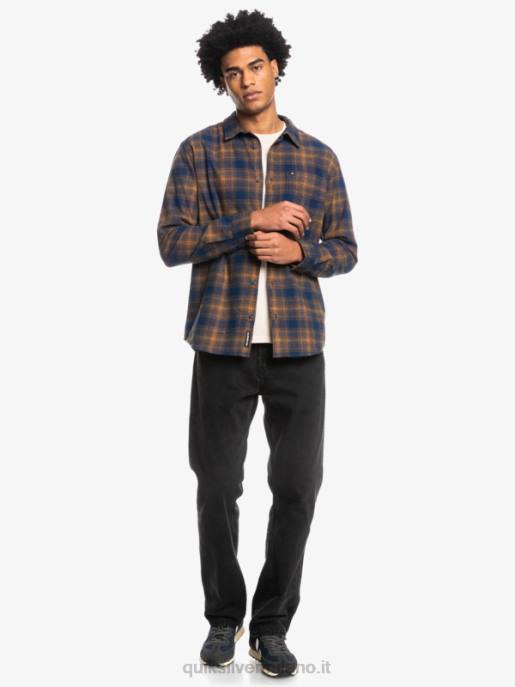 esso Quiksilver uomini camicia in flanella elasticizzata a maniche lunghe insegne blu ganaway HTZR1767
