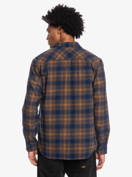 esso Quiksilver uomini camicia in flanella elasticizzata a maniche lunghe insegne blu ganaway HTZR1767