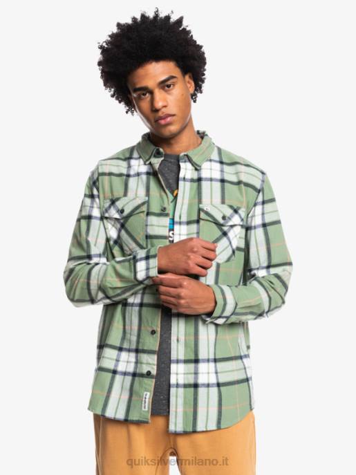 esso Quiksilver uomini camicia in flanella stretch tiglio manica lunga loden gelo tiglio stretch HTZR1427