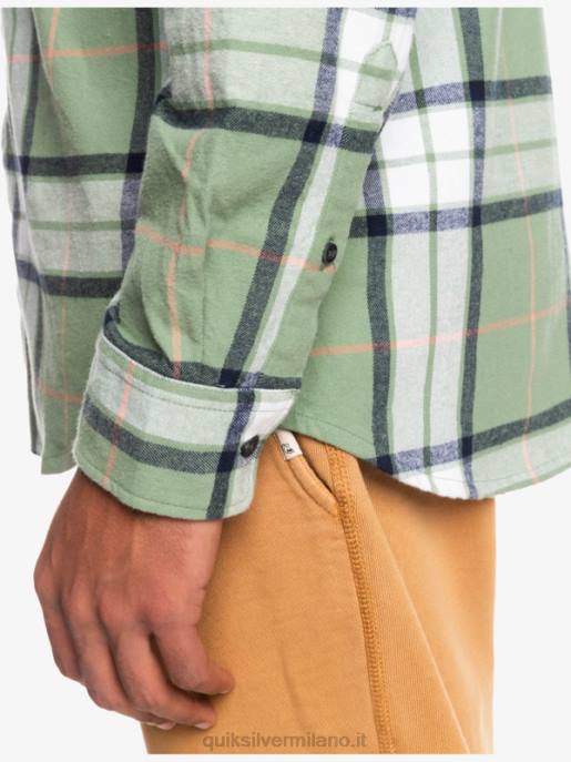 esso Quiksilver uomini camicia in flanella stretch tiglio manica lunga loden gelo tiglio stretch HTZR1427