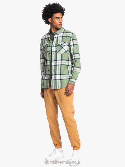 esso Quiksilver uomini camicia in flanella stretch tiglio manica lunga loden gelo tiglio stretch HTZR1427
