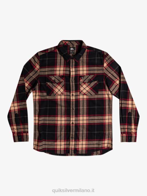 esso Quiksilver uomini camicia in flanella stretch tiglio manica lunga tratto di tiglio nero HTZR1428