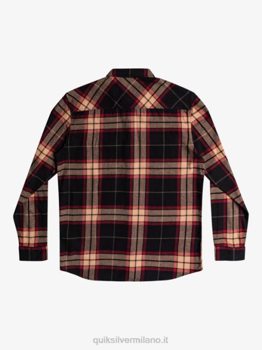 esso Quiksilver uomini camicia in flanella stretch tiglio manica lunga tratto di tiglio nero HTZR1428