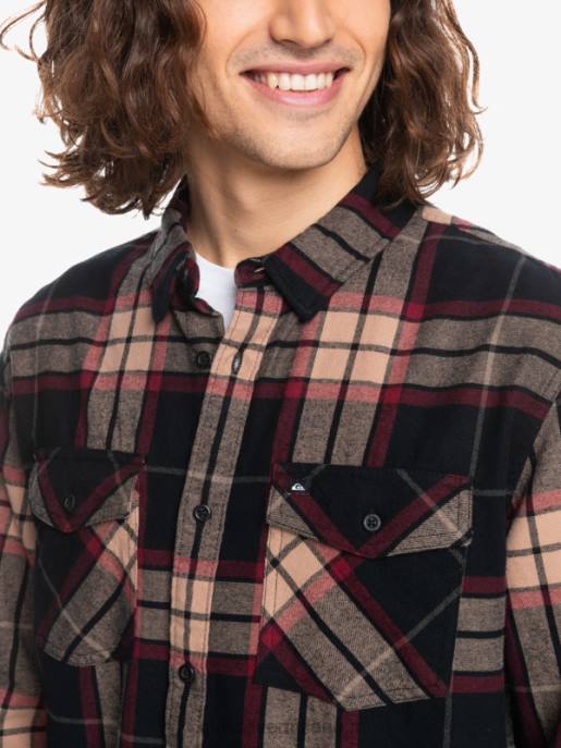esso Quiksilver uomini camicia in flanella stretch tiglio manica lunga tratto di tiglio nero HTZR1428