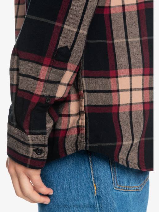 esso Quiksilver uomini camicia in flanella stretch tiglio manica lunga tratto di tiglio nero HTZR1428