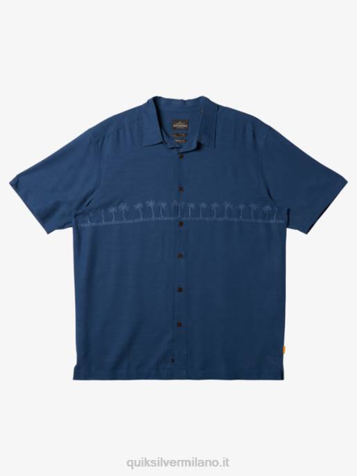 esso Quiksilver uomini camicia premium antirughe waterman tahiti palms alfiere blu HTZR872