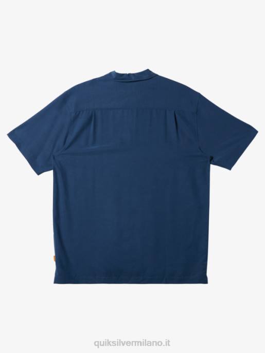 esso Quiksilver uomini camicia premium antirughe waterman tahiti palms alfiere blu HTZR872