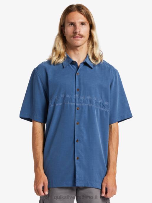esso Quiksilver uomini camicia premium antirughe waterman tahiti palms alfiere blu HTZR872