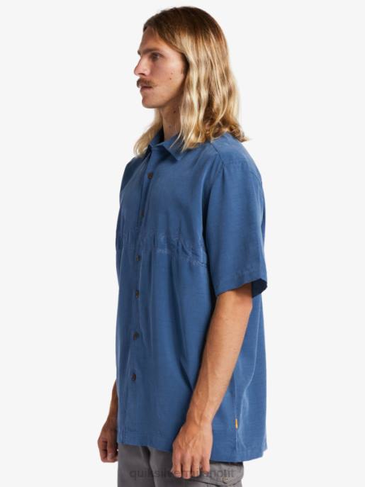 esso Quiksilver uomini camicia premium antirughe waterman tahiti palms alfiere blu HTZR872