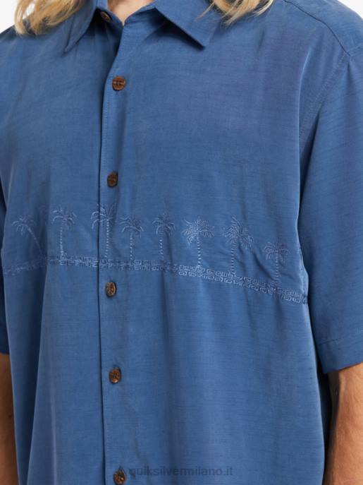 esso Quiksilver uomini camicia premium antirughe waterman tahiti palms alfiere blu HTZR872
