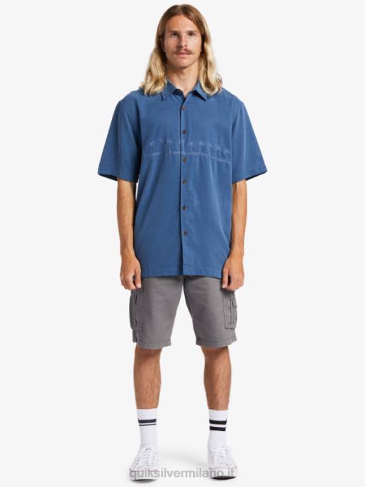 esso Quiksilver uomini camicia premium antirughe waterman tahiti palms alfiere blu HTZR872