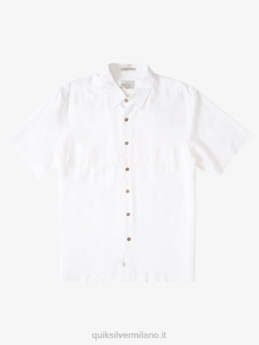esso Quiksilver uomini camicia premium antirughe waterman tahiti palms bianco HTZR867