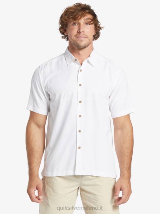 esso Quiksilver uomini camicia premium antirughe waterman tahiti palms bianco HTZR867