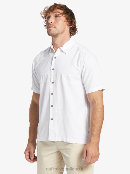esso Quiksilver uomini camicia premium antirughe waterman tahiti palms bianco HTZR867