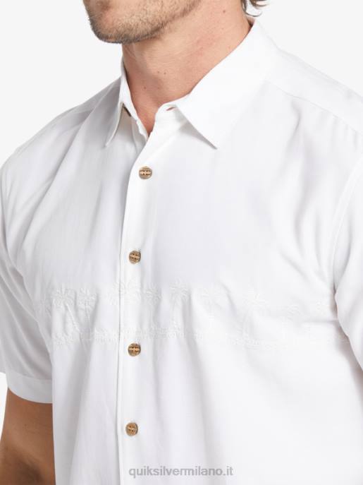 esso Quiksilver uomini camicia premium antirughe waterman tahiti palms bianco HTZR867