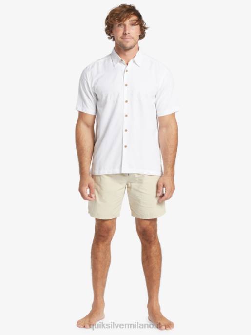 esso Quiksilver uomini camicia premium antirughe waterman tahiti palms bianco HTZR867