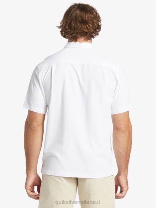 esso Quiksilver uomini camicia premium antirughe waterman tahiti palms bianco HTZR867