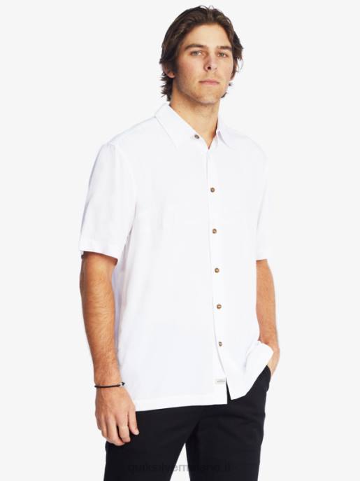 esso Quiksilver uomini camicia premium antirughe waterman tahiti palms bianco HTZR867