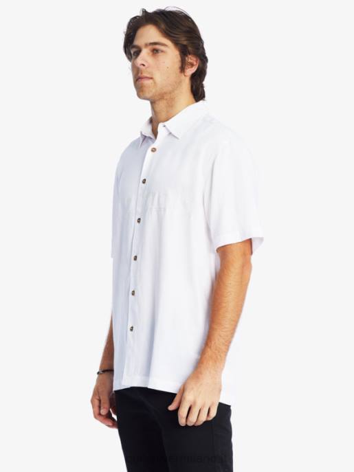 esso Quiksilver uomini camicia premium antirughe waterman tahiti palms bianco HTZR867