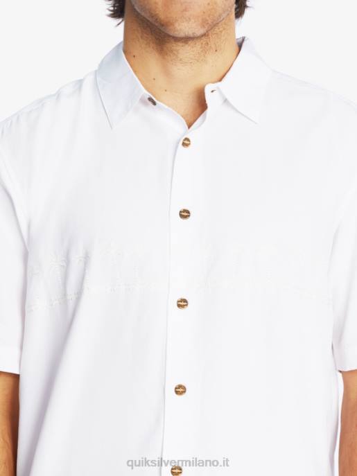 esso Quiksilver uomini camicia premium antirughe waterman tahiti palms bianco HTZR867