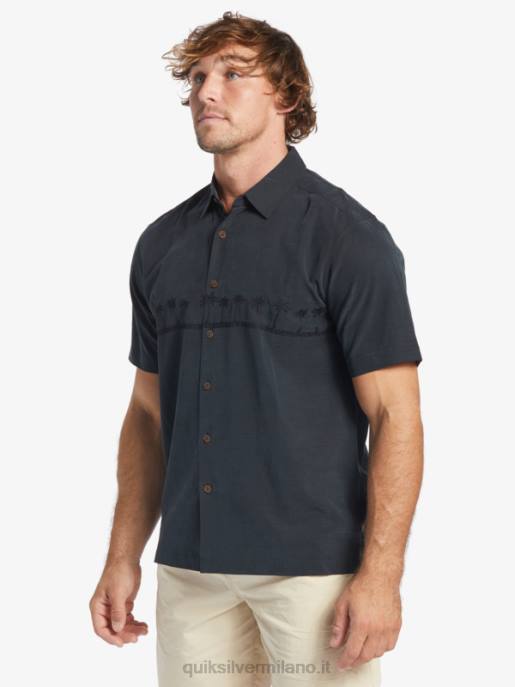 esso Quiksilver uomini camicia premium antirughe waterman tahiti palms nero HTZR868
