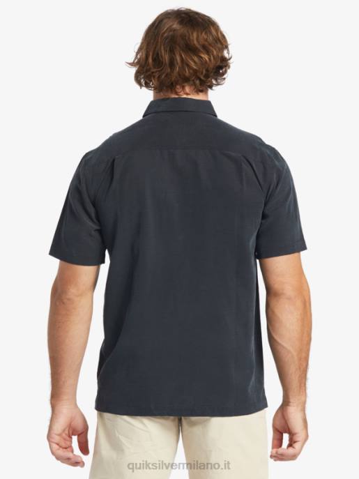 esso Quiksilver uomini camicia premium antirughe waterman tahiti palms nero HTZR868