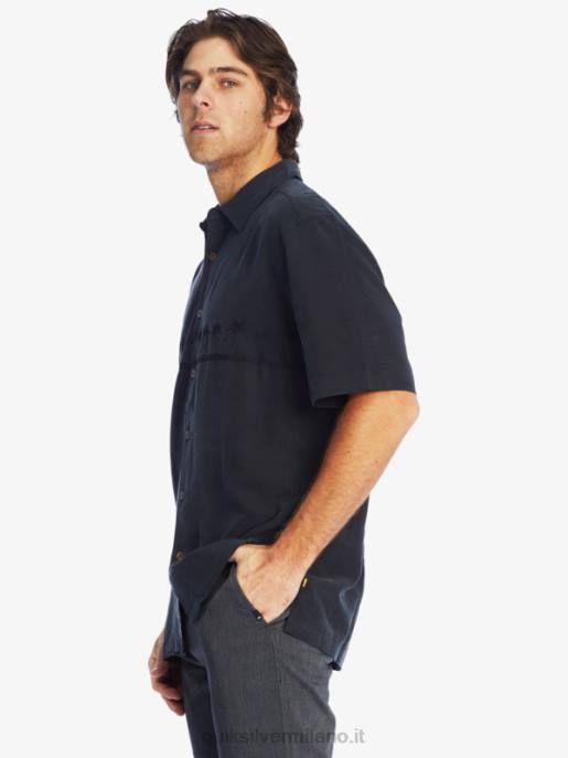 esso Quiksilver uomini camicia premium antirughe waterman tahiti palms nero HTZR868