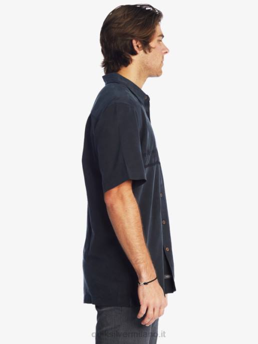 esso Quiksilver uomini camicia premium antirughe waterman tahiti palms nero HTZR868