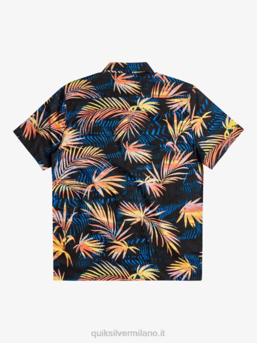 esso Quiksilver uomini camicia strappata in cotone a maniche corte nero strappato HTZR1239