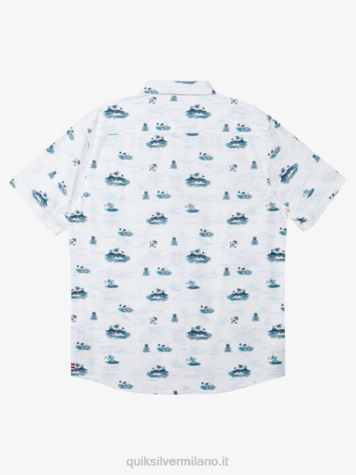 esso Quiksilver uomini hawaii perso in mare camicia a maniche corte bianco HTZR1725