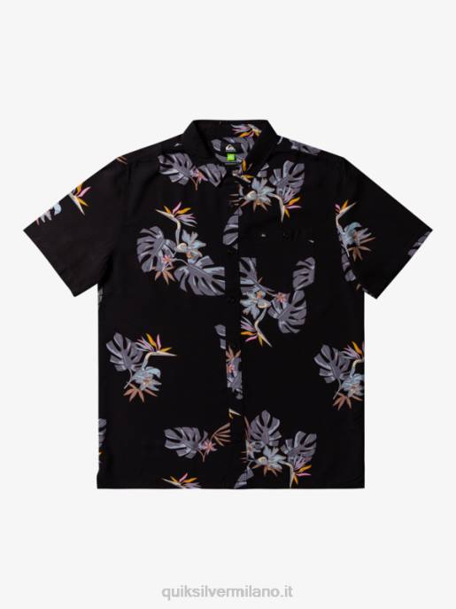 esso Quiksilver uomini la camicia floreale a maniche corte nero floreale ss HTZR649