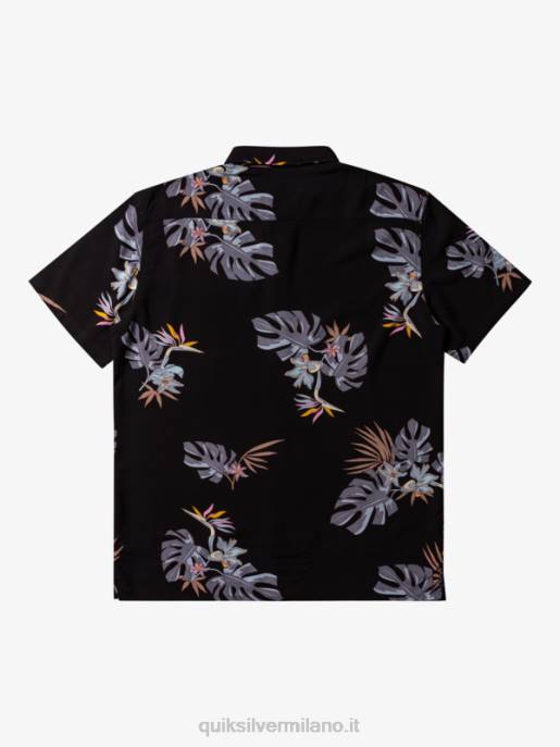 esso Quiksilver uomini la camicia floreale a maniche corte nero floreale ss HTZR649