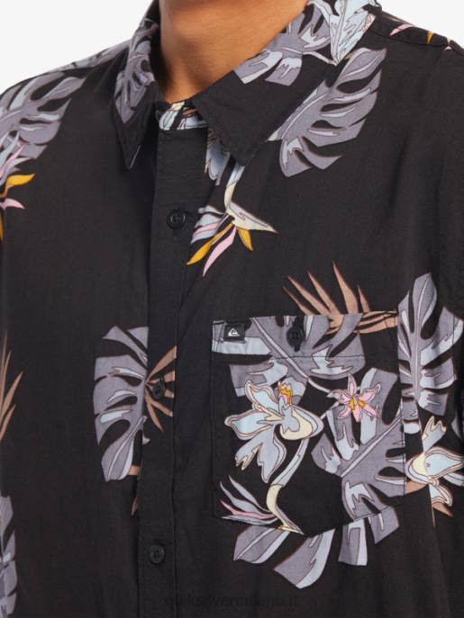 esso Quiksilver uomini la camicia floreale a maniche corte nero floreale ss HTZR649