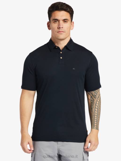 esso Quiksilver uomini polo manica corta waterman pallanuoto nero HTZR245