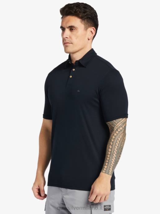 esso Quiksilver uomini polo manica corta waterman pallanuoto nero HTZR245