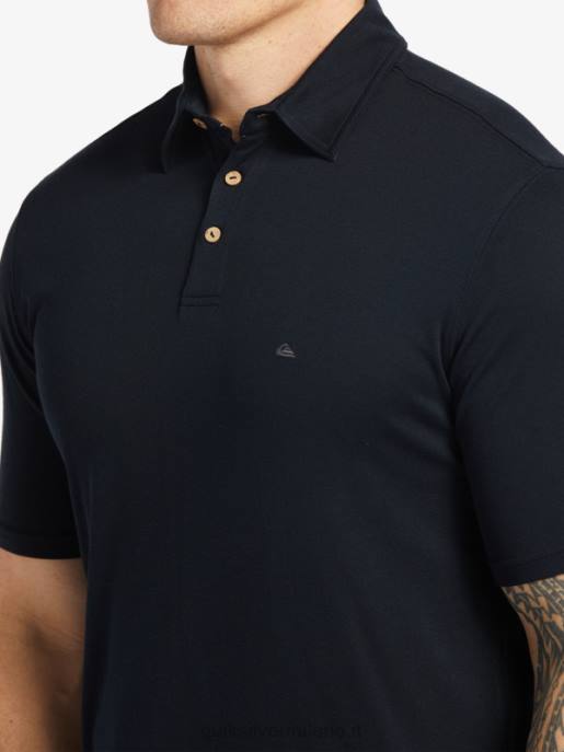 esso Quiksilver uomini polo manica corta waterman pallanuoto nero HTZR245