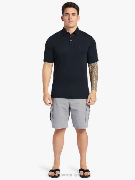 esso Quiksilver uomini polo manica corta waterman pallanuoto nero HTZR245