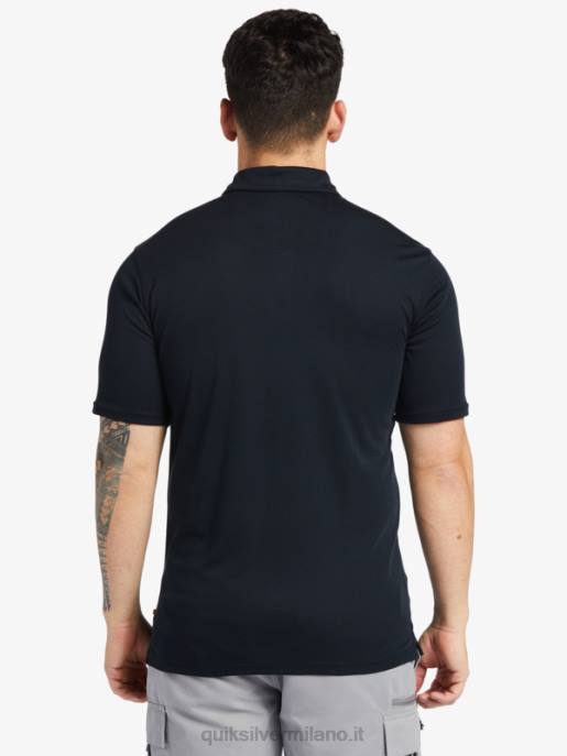 esso Quiksilver uomini polo manica corta waterman pallanuoto nero HTZR245