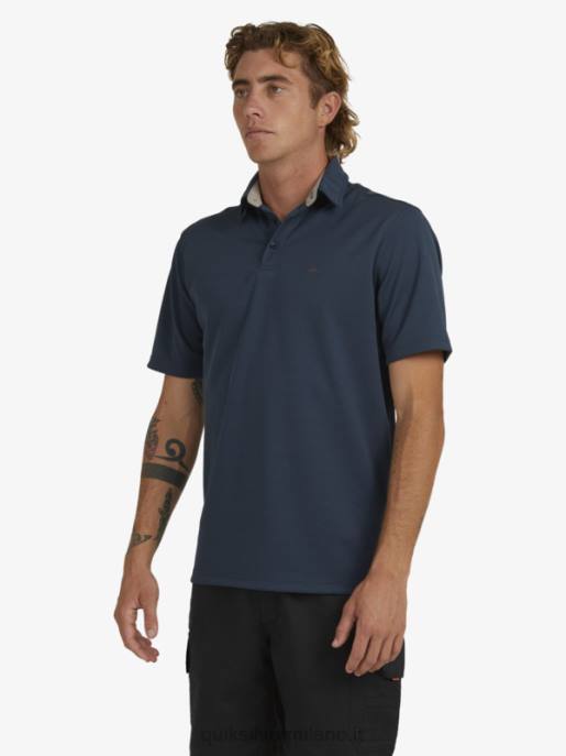 esso Quiksilver uomini polo waterman manica corta acqua marina di mezzanotte HTZR96