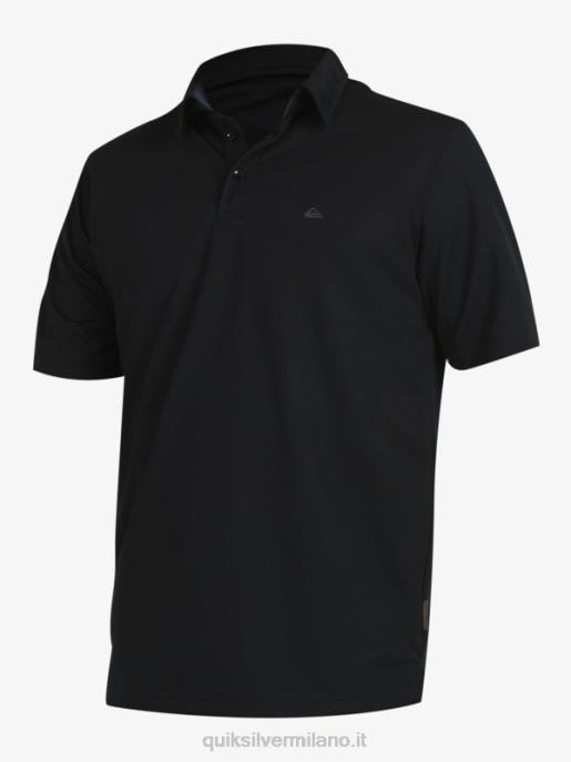 esso Quiksilver uomini polo waterman manica corta acqua nero HTZR98