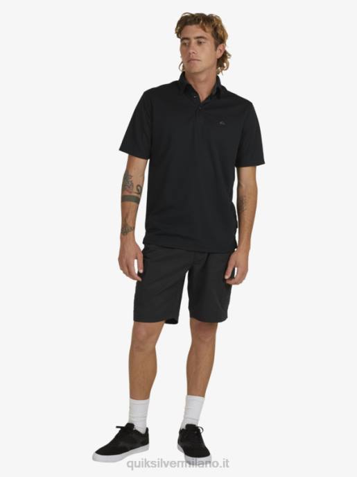 esso Quiksilver uomini polo waterman manica corta acqua nero HTZR98