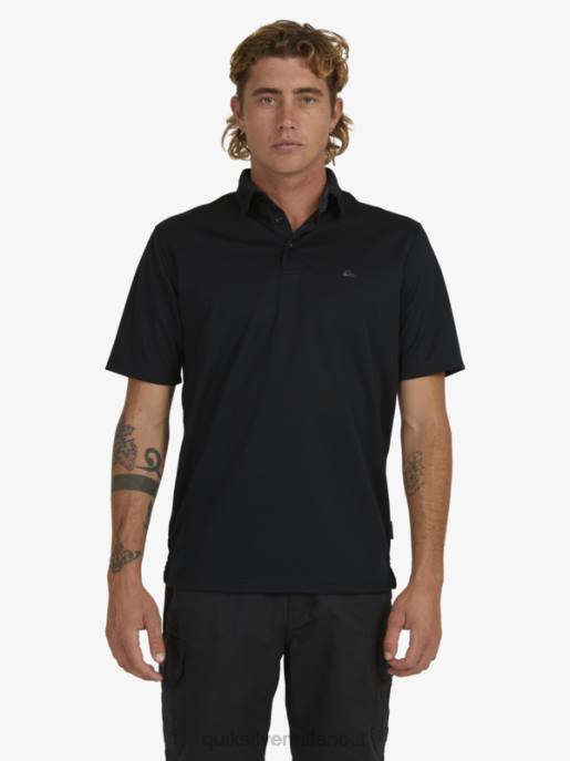 esso Quiksilver uomini polo waterman manica corta acqua nero HTZR98